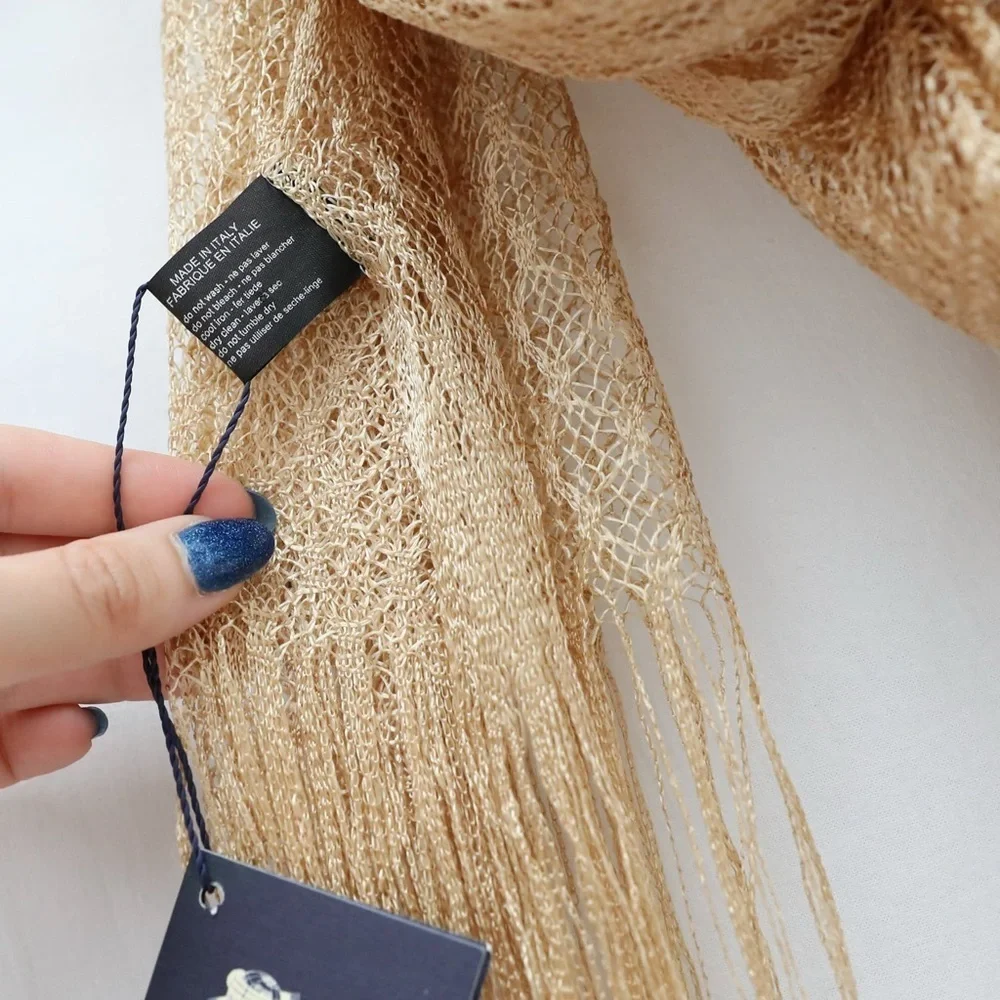 NWT Manifattura Almar scarf Made in Italy golden knit crochet metallic thread - Picture 4 of 7